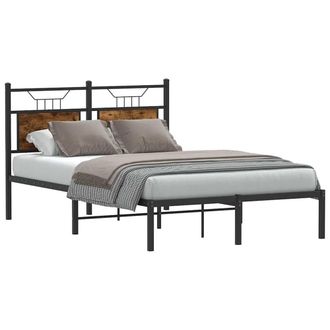 Berkfield Home Decorative Bed Frame Frame Smoked Oak 120x190 cm Small Double Wood in Brown