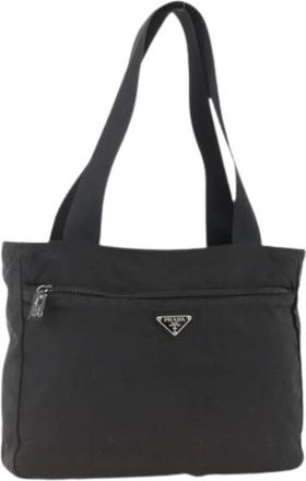 Prada Pre-owned Tote Bags, female, Black, Size: ONE SIZE Pre-owned Vintage Nylon Tote Bag