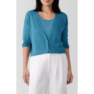 Eileen Fisher V-Neck Organic Linen & Organic Cotton Cardigan in Cascade at Nordstrom Rack, Size X-Large