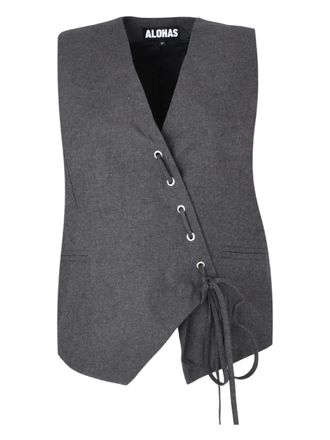 Alohas lace-up vest - women - Cotton - M - Grey