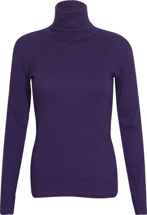 Purple Hanger Womens Polo Neck Turtle High Roll Neck Plain Ribbed Long Sleeve Ladies Casual Stretch T-Shirt Basic Pullover Jumper Warm Winter Wear Slim Fit Top Plus