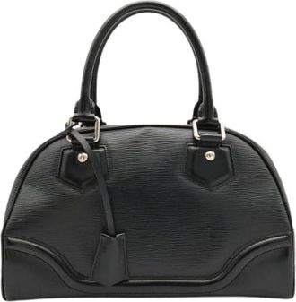 Louis Vuitton Pre-owned Bowling Montaigne Lederen Handtas - Dames - Vintage Handtas - Zwart - ONE Size - Leer - Vintage
