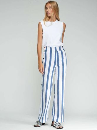 Vilagallo Striped Trousers With Buttons In Blue, White
