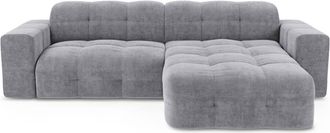 Sia Home Sof&aacute; esquinero derecho 5 plazas terciopelo gris claro 230 cm