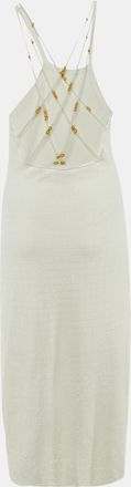 Sandro White Bead Embellished Detail Knit Midi Dress