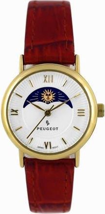 Peugeot Sun-Moon Round Vintage Leather Watch- 26MM in Brown at Nordstrom