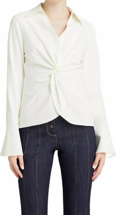Cinq &agrave; Sept Mckenna Twist Front Long Sleeve Top In Ivory