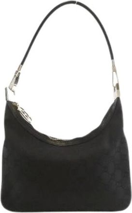 Gucci Pre-owned Shoulder Bags, female, Black, Size: ONE SIZE Pre-owned GG Canvas Leather Shoulder Bag