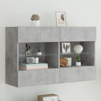vidaXL Vidaxl - Mueble Tv De Pared Con Luces Led Gris Hormig&oacute;n 98,5x30x60,5 Cm