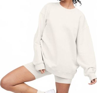 Mate the Label Fleece Oversized Sweatshirt In White