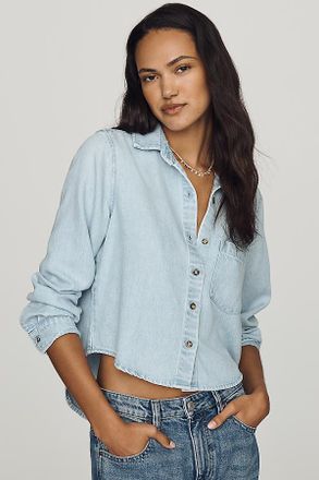 Cloth & Stone Cropped Denim Buttondown Shirt
