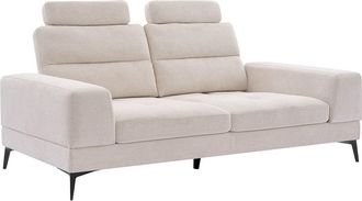 Vente-Unique Sof&aacute; de 3 plazas de tela texturizada beige con respaldo avanzar y retroceder UDALIO