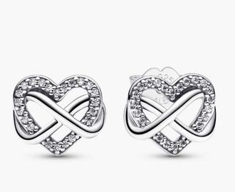 Pandora Infinity Heart Sterling Silver Stud Earrings