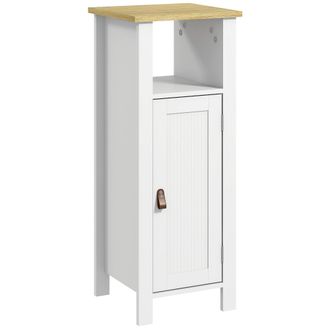 Kleankin Slim Bathroom Storage Unit with Adjustable Shelf - White | TJ Hughes