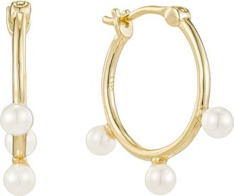 Untamed Petals Londyn Pearl Hoops in Gold at Nordstrom