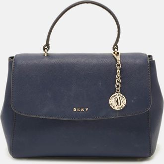 DKNY Dkny Blue Saffiano Leather Top Handle Bag