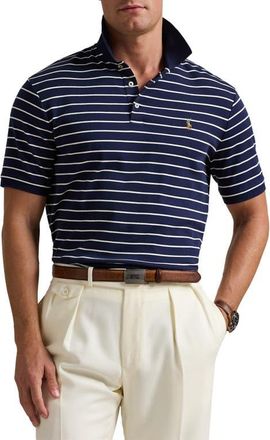 Polo Ralph Lauren Stripe Cotton Interlock Polo in Refined Navy/White at Nordstrom, Size X-Large R