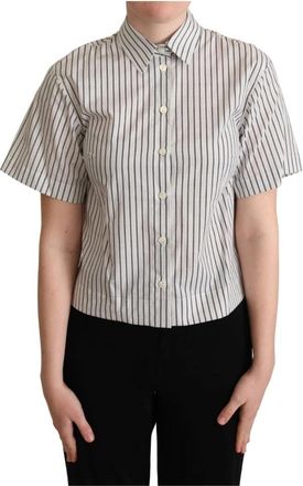 Dolce & Gabbana Monochroom Gestreept Poloshirt - Dames - Overhemden - Veelkleurig - S - Katoen - Overhemden