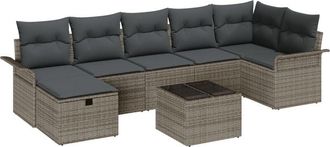 vidaXL Vidaxl - Garden Sofa Set 8 pcs Grey 297.5 x 132.5 x 85 cm Poly rattan