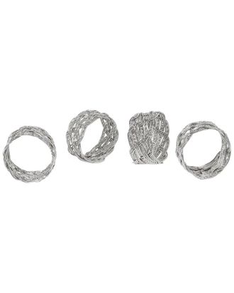 Tiramisu Set Of 4 Platinum Weave Sculptural Napkin Rings