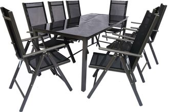 VCM 9 Piezas Muebles De Jard&iacute;n Set Grupo De Asientos Grupo De Comedor 1xmesa, 8x Sillas Mesa Dimensiones Aprox. Al. 76 X An. 189 X P. 90 Cm Juego De Jard&iacute;