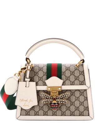 Gucci Queen Margaret Top Handle Bag GG Coated Canvas with Leather Small satchel - Bruin