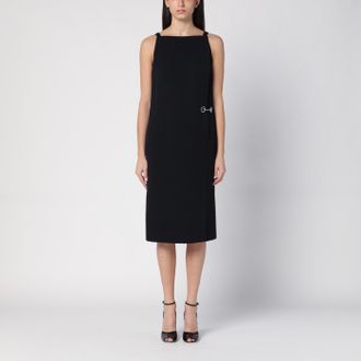 Gucci Black viscose sabl&eacute; dress with horsebit