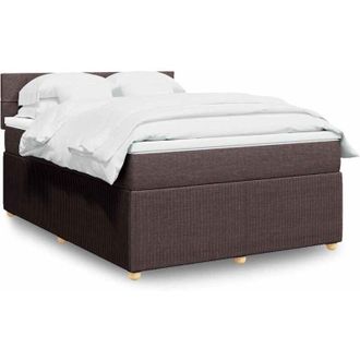 vidaXL Vidaxl - Cama Box Spring Con Colch&oacute;n Tela Marr&oacute;n Oscuro 140x190 Cm