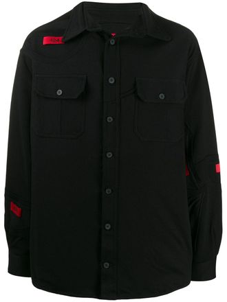 424 Giacca-camicia con applicazione - Nero