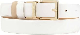 Kazar Accessoires, Dames, Wit, 80 CM, Leer, Monogram leren smalle riem