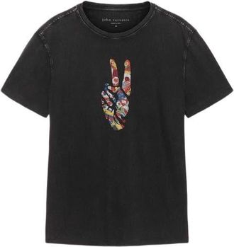 John Varvatos World Flags Peace Organic Cotton Graphic T-Shirt in Black at Nordstrom, Size Small