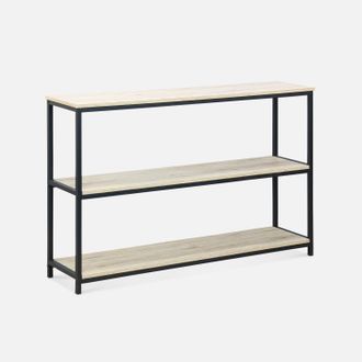 Sweeek Sweeek - Estanter&iacute;a De Metal Y Con Efecto Madera Y 3 Niveles, 120cm, Loft, Negro, 120x30x80 Cm