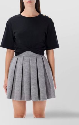 Balmain cotton cropped knotted t-shirt