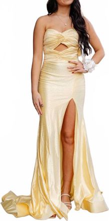 Sherri Hill Strapless Hot Fix Prom Dress In Yellow