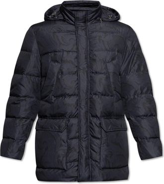 Etro Donsjack met afneembare capuchon - Heren - Gewatteerde jassen - Blauw - L - Jassen