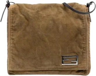 Fendi Pre-owned Cross Body Bags, female, Brown, Size: ONE SIZE Pre-owned Corduroy Shoulder Bag