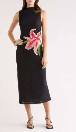 Rails Rebecca Floral Placement Sleeveless Midi Dress in Peach Lily at Nordstrom, Size Xx-Small