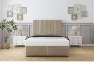 Comfort Beds Lorenzo Coniston Ottoman Bed Base-26 Strutted Headboard in Cream | Size: Small Single