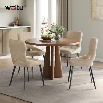 Woltu Woltu Juego De 4 Sillas De Comedor Y Cocina, Chenilla, Caqui