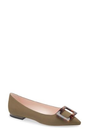 Roger Vivier Gommettine Pointed Toe Flat in Militare Chiaro at Nordstrom, Size 6Us