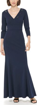Calvin Klein Maxi Dress Womens Twilight Stretch Cutout V-Neck Preppy UPS944