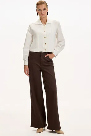 Exquise Corinne Poplin Shirt in Ecru at Nordstrom, Size X-Large