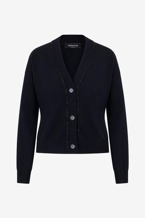 Fabiana Filippi Feiner Boxy-Cardigan mit Pailletten am V-Ausschnitt