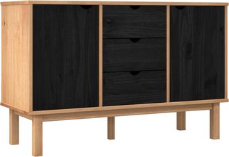 vidaXL Aparador Otta Negro 113,5 X 43 X 73 Cm Madera De Pino Maciza Vidaxl