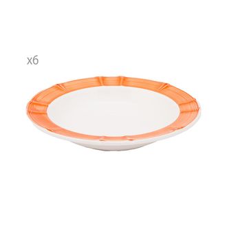 Arcucci Set of 6 Provence Mandarin Stripe Soup Plate