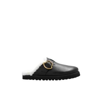 Moncler Leren Slippers - Dames - Slip ons - Zwart - 36 EU - Leer - Schoenen