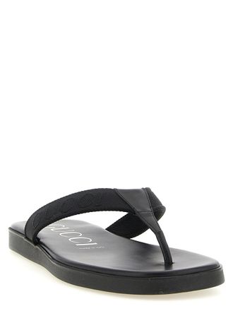 Gucci Jacquard Thong Sandals - Black