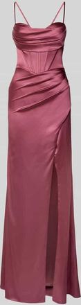 Luxuar Luxuar Abendkleid aus Satin mit Gehschlitz und rückseitiger Schnürung in Rose, Größe 32