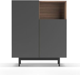 HERDASA Mueble Aparador En Melamina, Colecci&oacute;n Printed (602-1), Con 2 Puertas, En Nogal Y Grafito