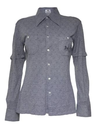 Celine Macadam-pattern chest-pocket shirt - women - Cotton - One Size - Blue